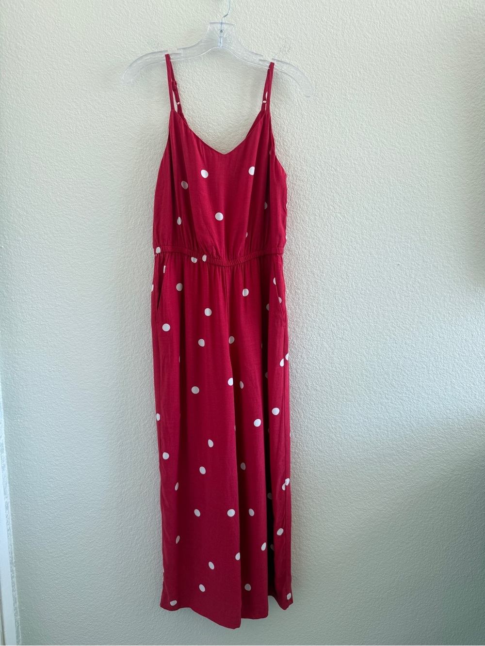 NWT Jumpsuit by LOFT‎ with Red and White Polka Dots and Pockets